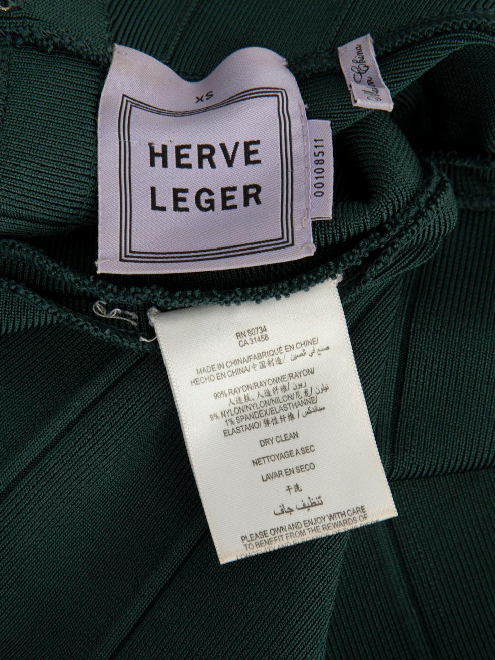 Herve Leger Green Bandage Mini Dress Size XS For Sale 2