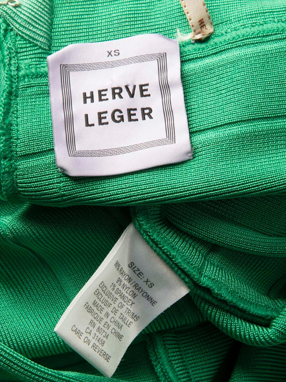 Herve Leger Grünes Bodycon Bandage Kleid Größe XS im Angebot 1
