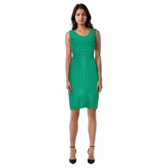 Used Herve Leger Green Bodycon Bandage Dress Size XS