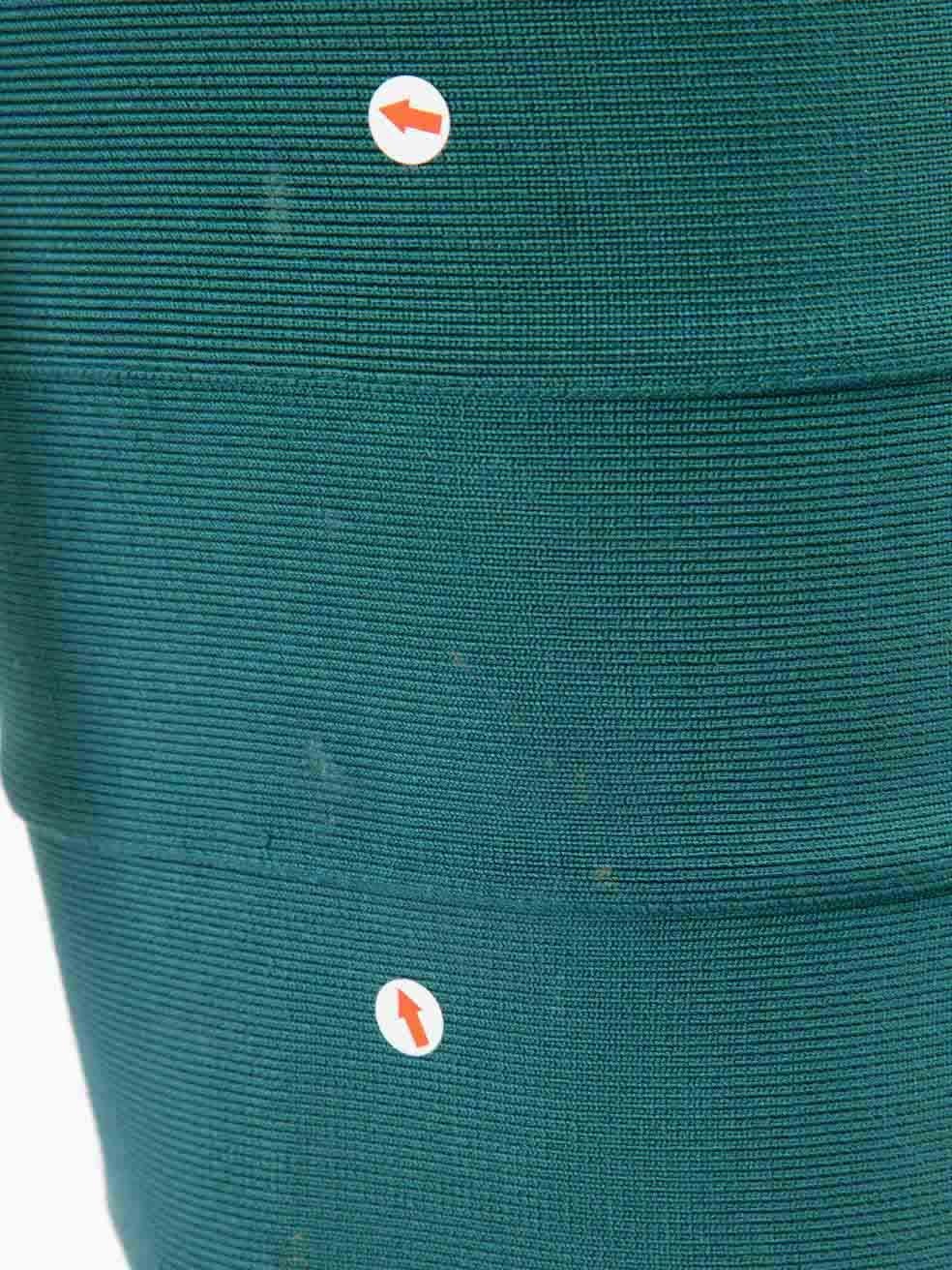 Herve Leger Green One-Shoulder Bandage Mini Dress Size XS For Sale 1