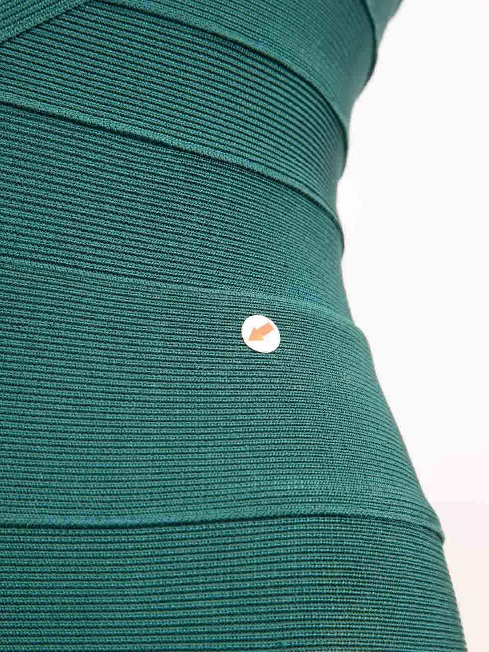 Herve Leger Green One-Shoulder Bandage Mini Dress Size XS For Sale 2