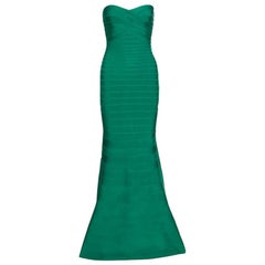 Herve Leger Green Opal Strapless Sara Bandage Gown XS