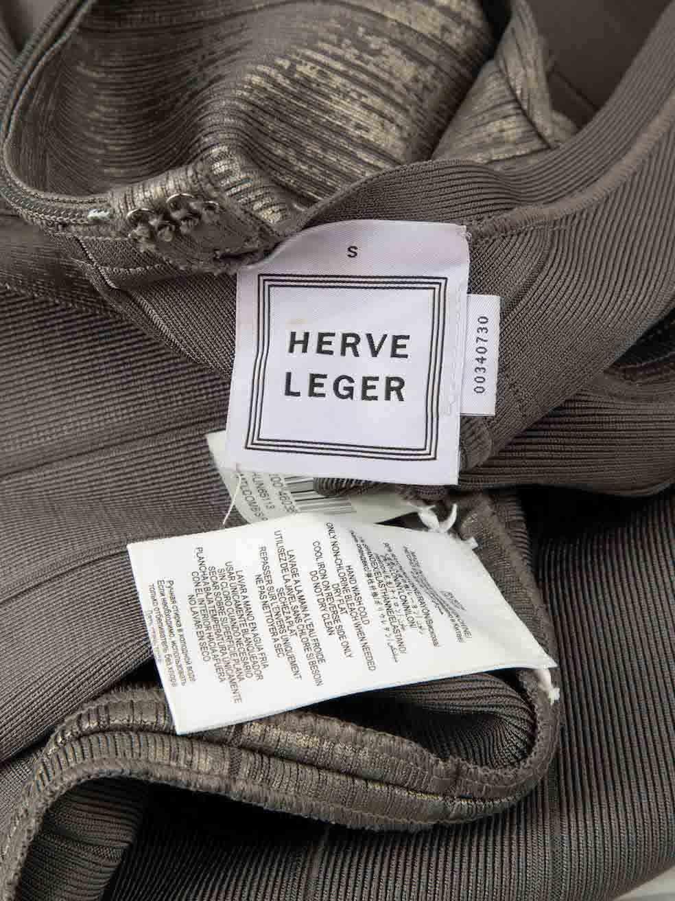 Herve Leger Grey Metallic Bandage Mini Dress Size S 2