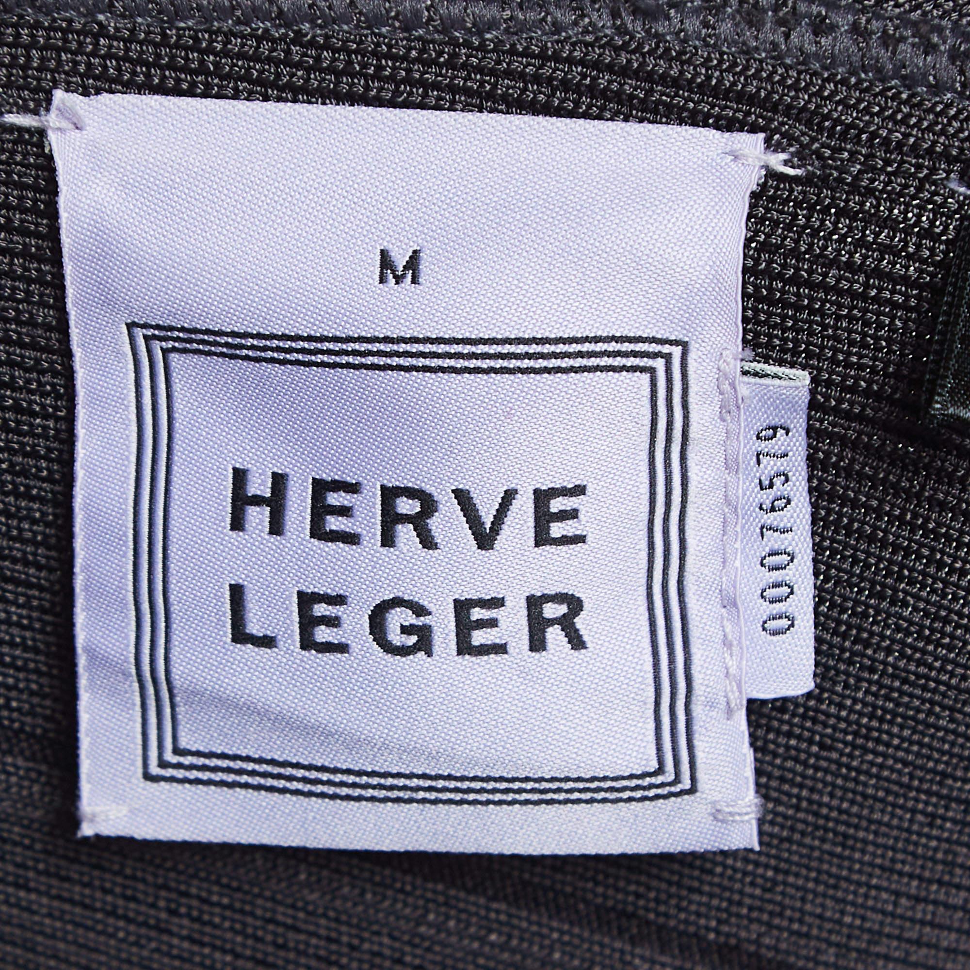 Herve Leger Grey Sequin Embellished Knit Cap Sleeve Bandage Dress M Pour femmes en vente