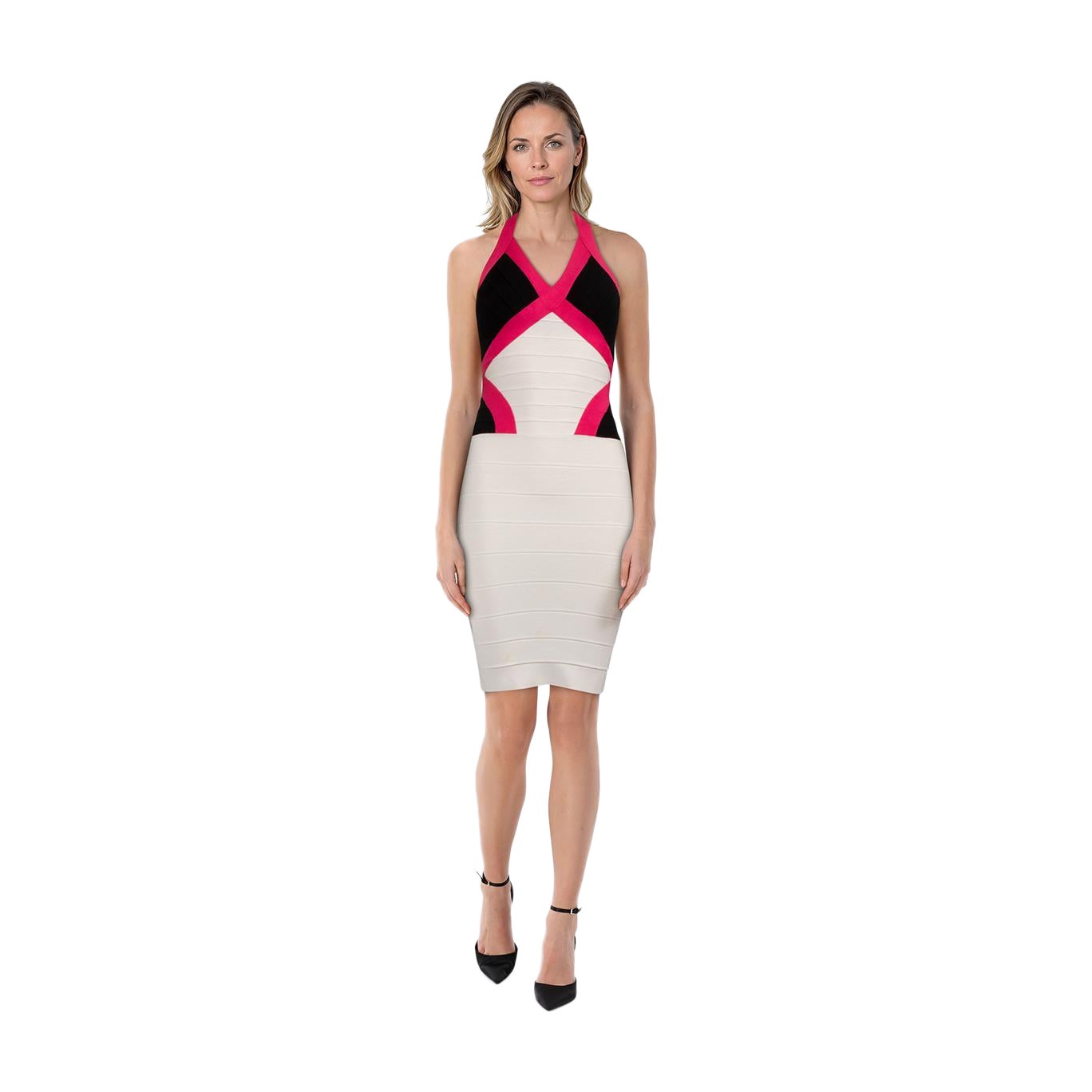 Herve Leger Halterneck Knee Length Bandage Dress Size XXS