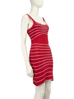Herve Leger Herve Leger by Max Azria Red Striped Bodycon Mini Dress Size M