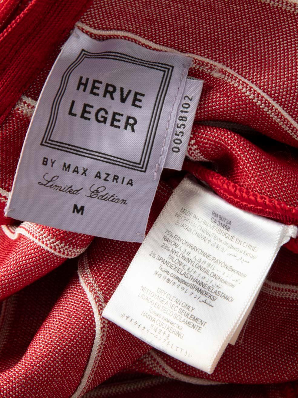 Herve Leger Herve Leger by Max Azria Red Striped Bodycon Mini Dress Size M 3