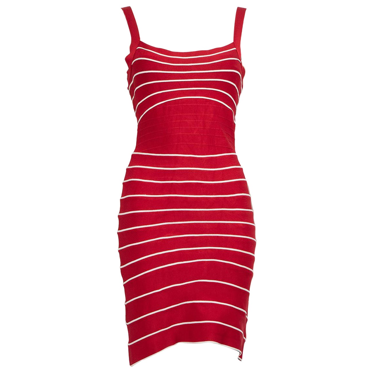 Herve Leger Herve Leger by Max Azria Red Striped Bodycon Mini Dress Size M