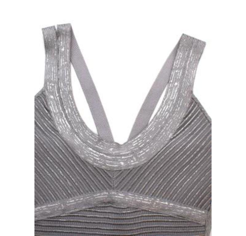 Herve Leger Ice Grey Mini Bandage Dress In Good Condition For Sale In London, GB