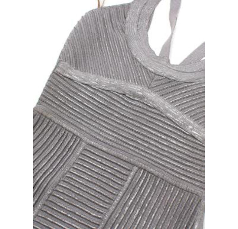 Herve Leger Ice Grey Mini Bandage Dress For Sale 2