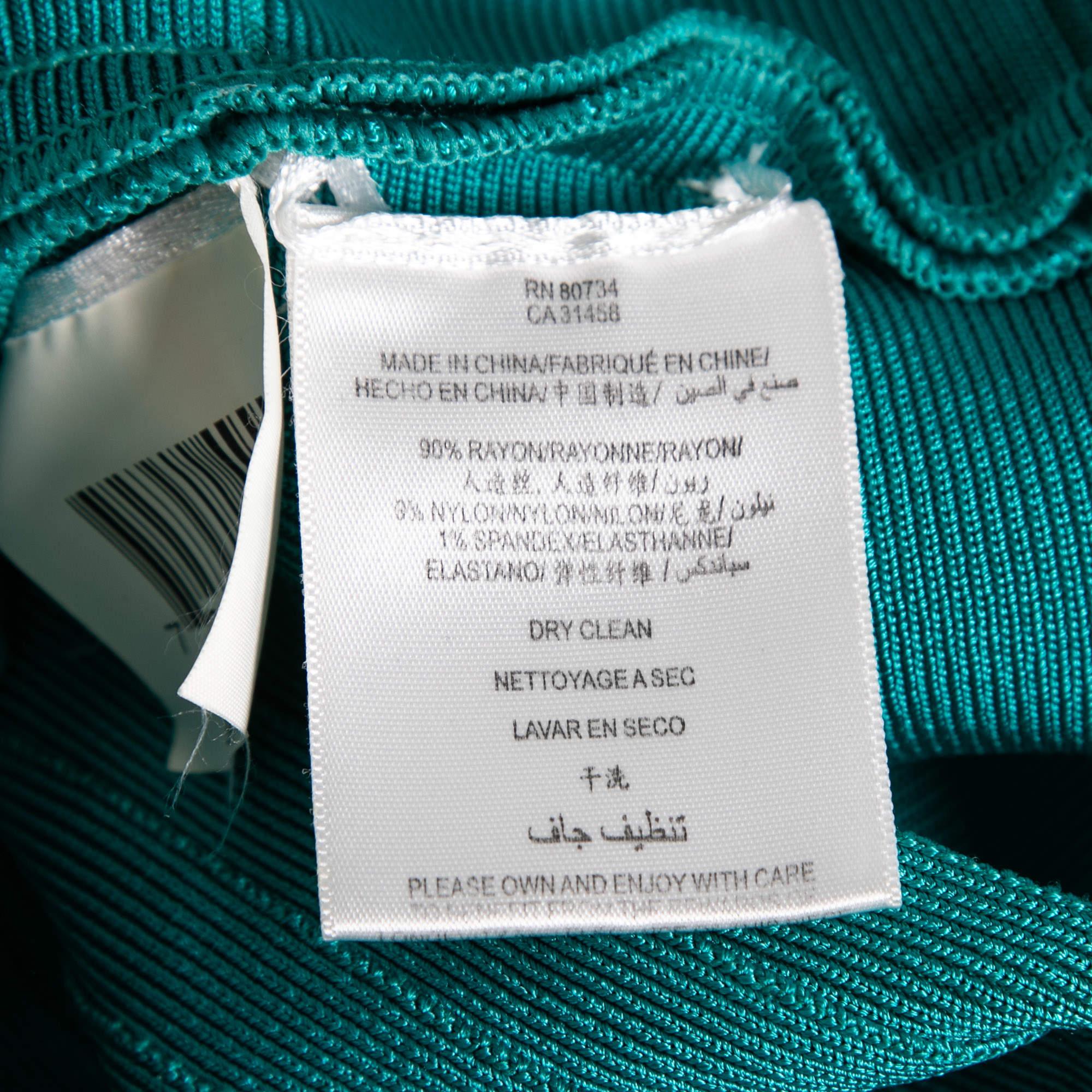 Herve Leger Jade Green Sleeveless Scoop Neck Bandage Dress XS 1