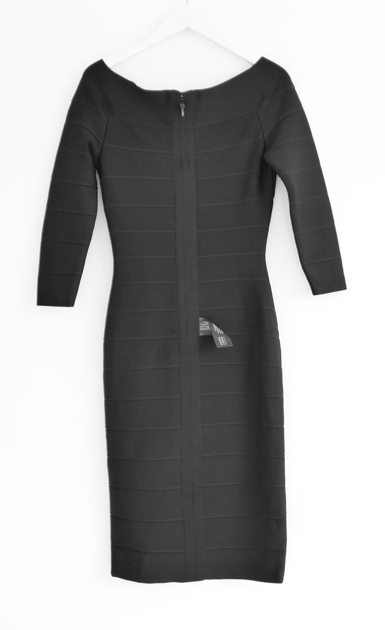 HERVÉ LÉGER Icon Sweetheart Midi DRESS, Black XS