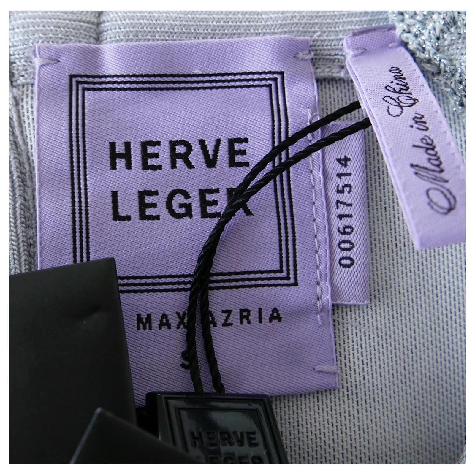 Herve Leger Light Blue & Silver Fit & Flare Carole Dress  For Sale 5