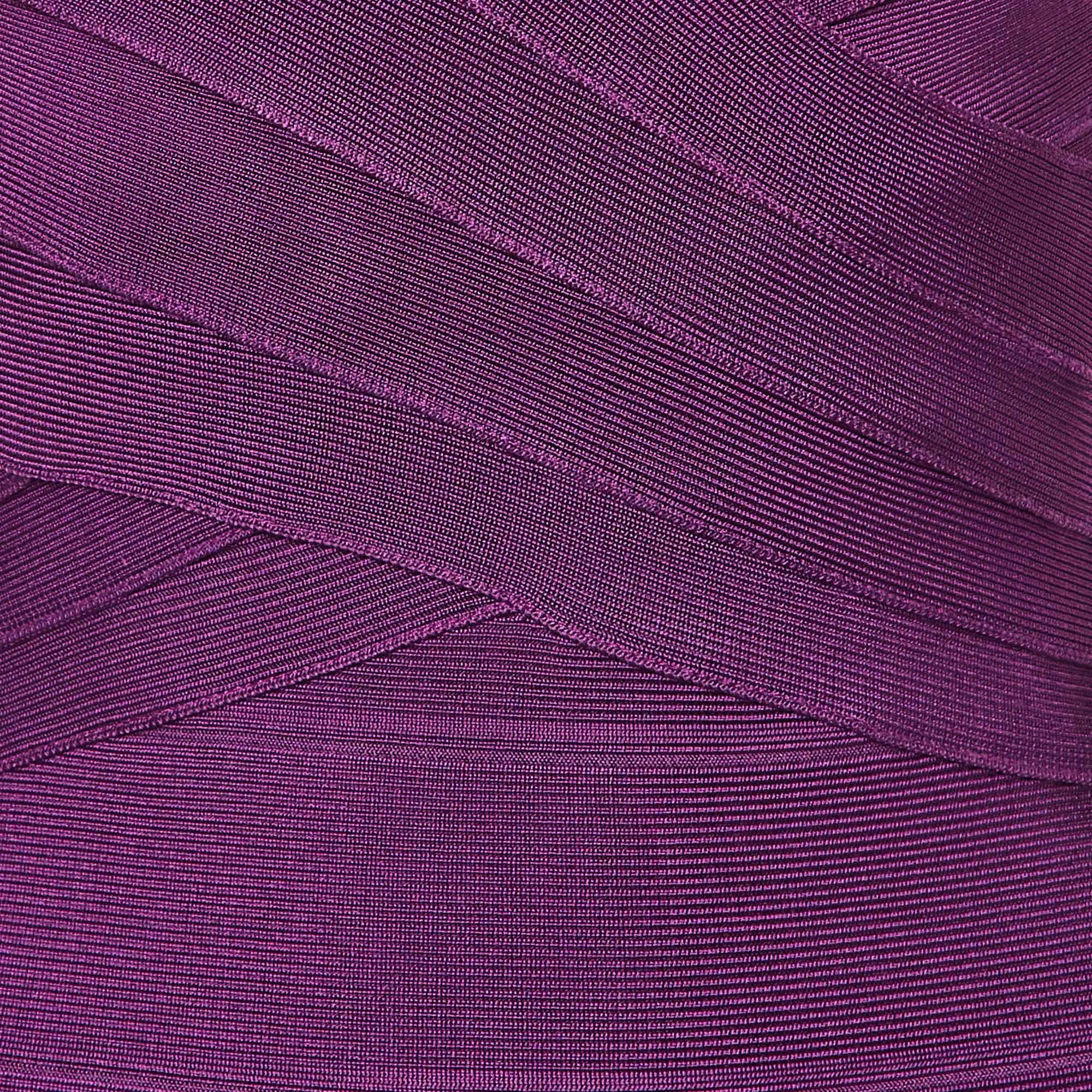 Herve Leger Vestido de punto de venda rosa magenta XXS Rosa