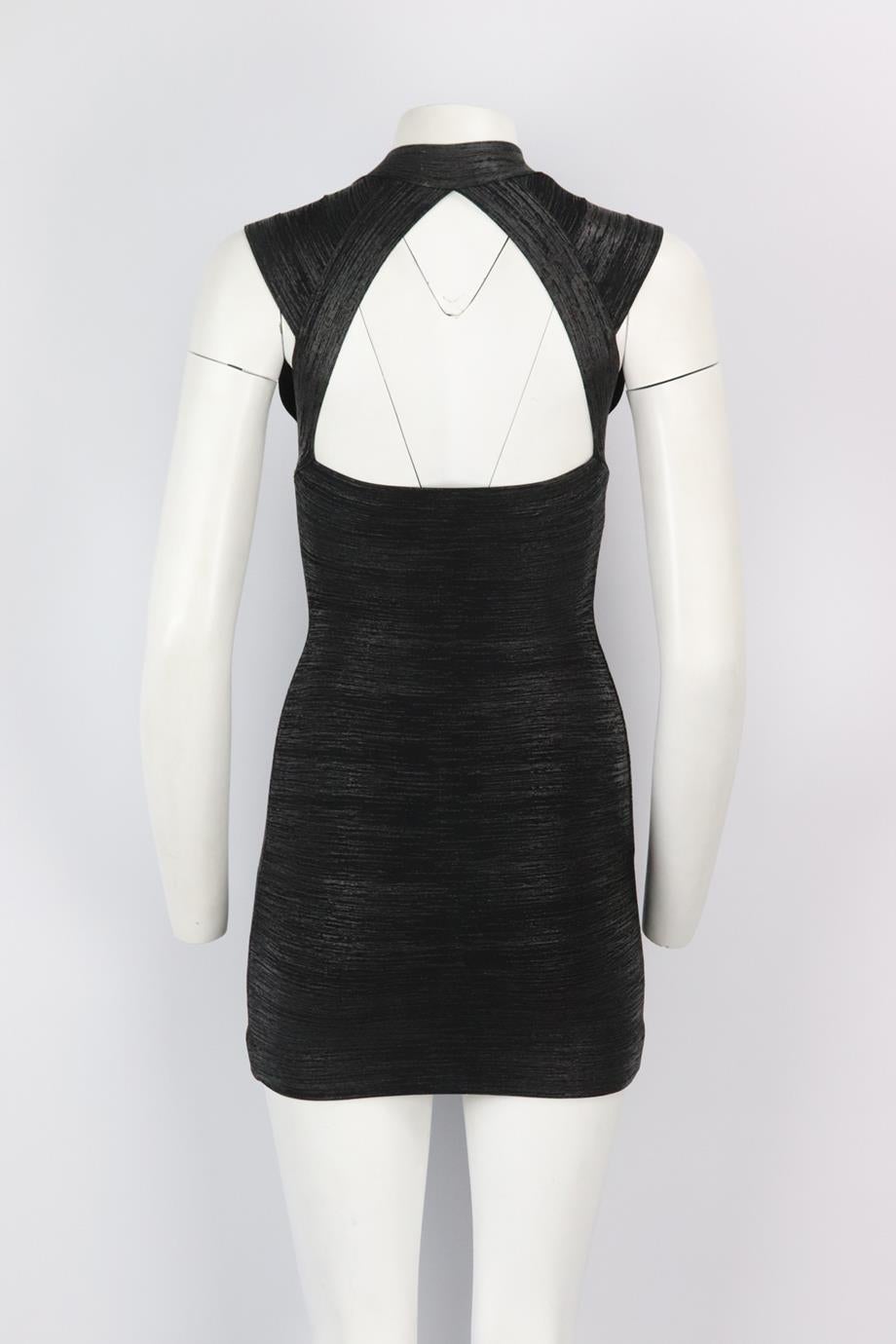 Herve Leger Metallic Bandage Mini Dress Xsmall In Excellent Condition In London, GB