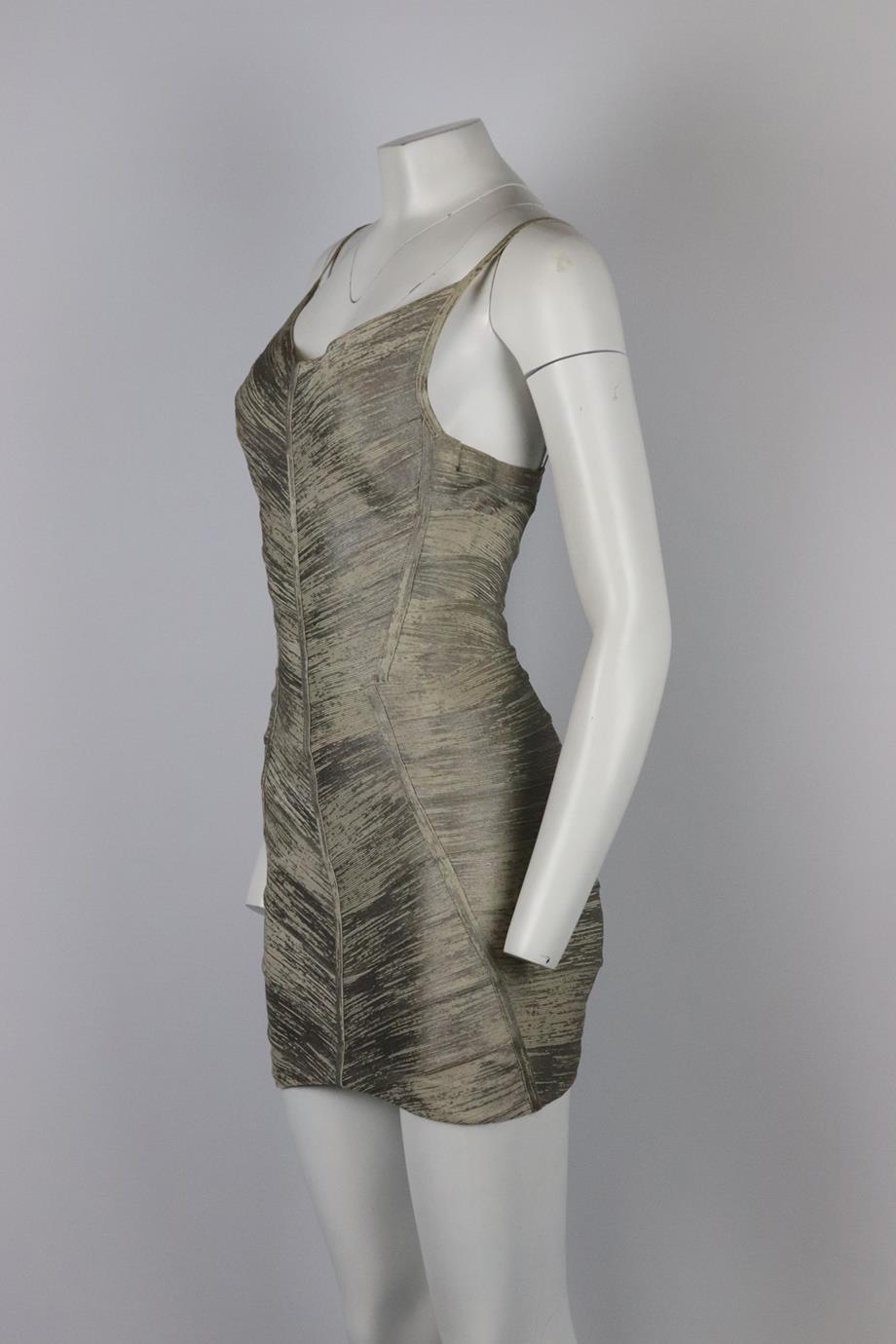 Gray Herve Leger Metallic Coated Bandage Mini Dress Small
