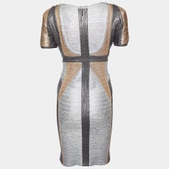 Herve Leger Vestito a fascia in maglia Carolyn con stampa metallizzata M