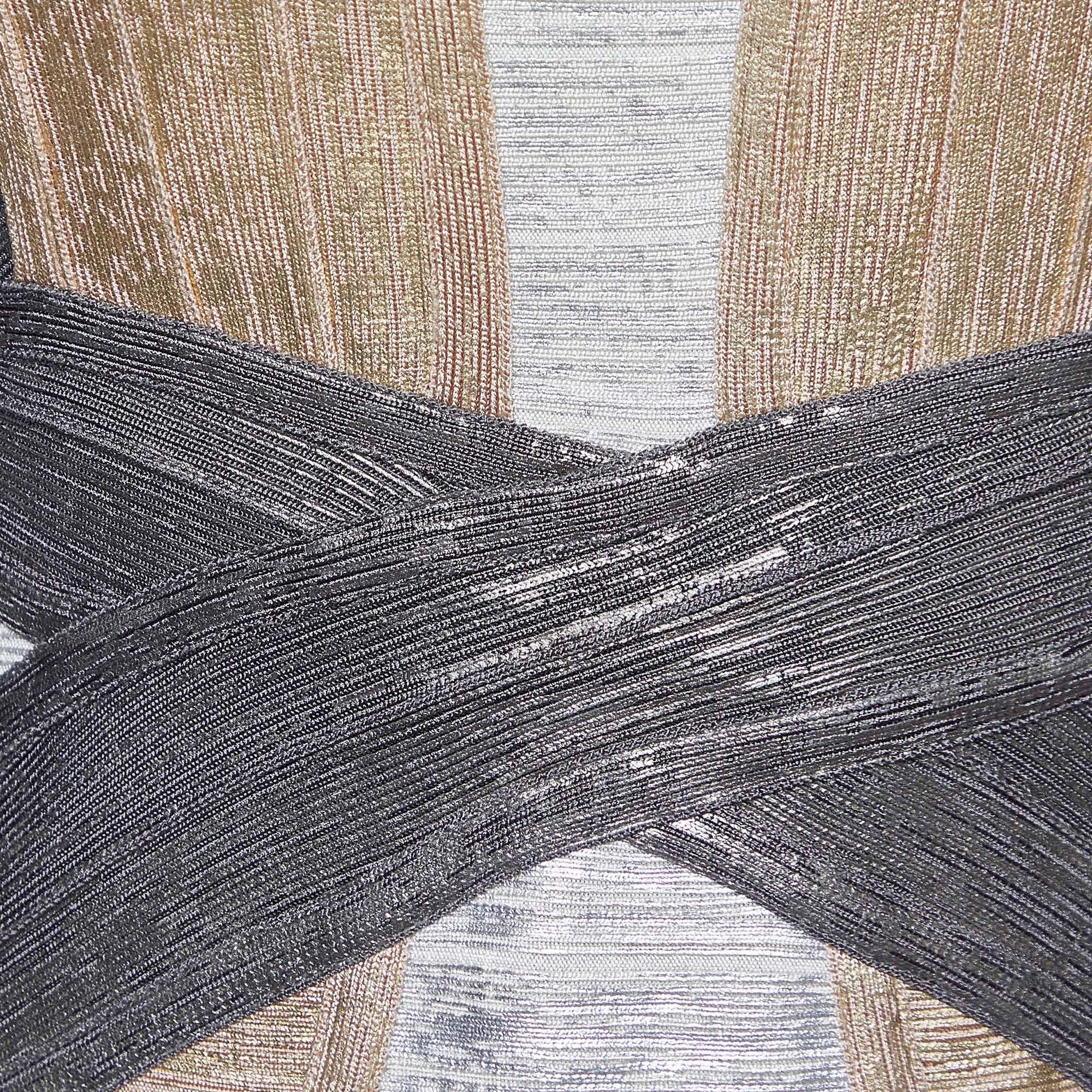 Gray Herve Leger Metallic Foil Print Knit Carolyn Bandage Dress M