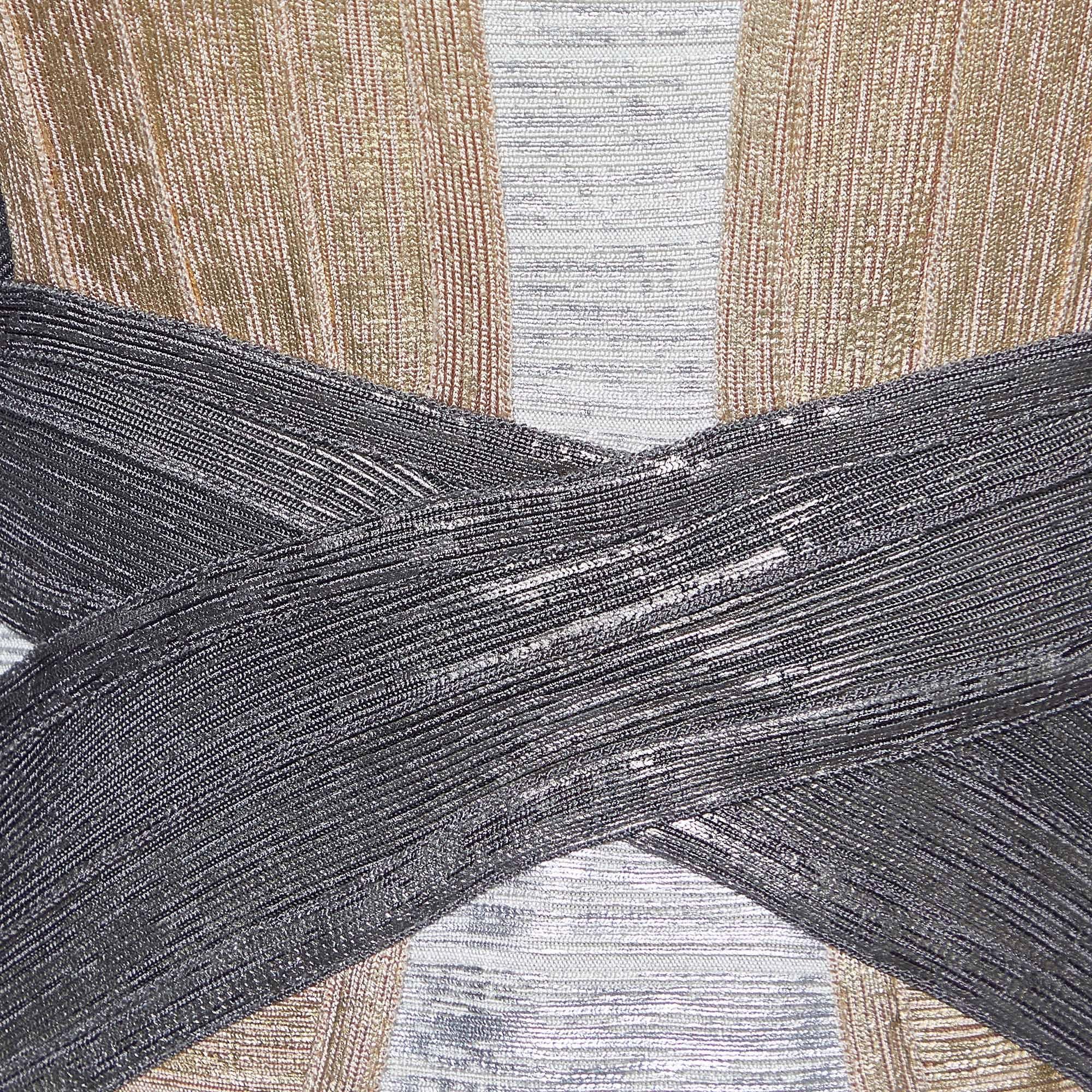 Herve Leger Metallic Foil Print Knit Carolyn Bandage Dress M In Excellent Condition For Sale In Dubai, Al Qouz 2