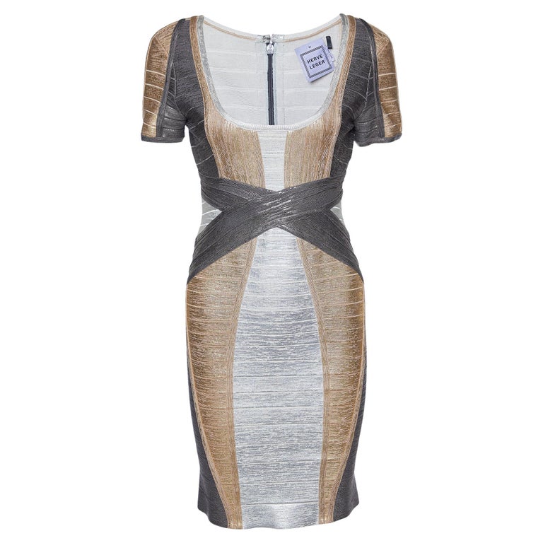 herve leger gold foil bandage dress THE METALLIC SOPHIE DRESS – HERVÉ LÉGER