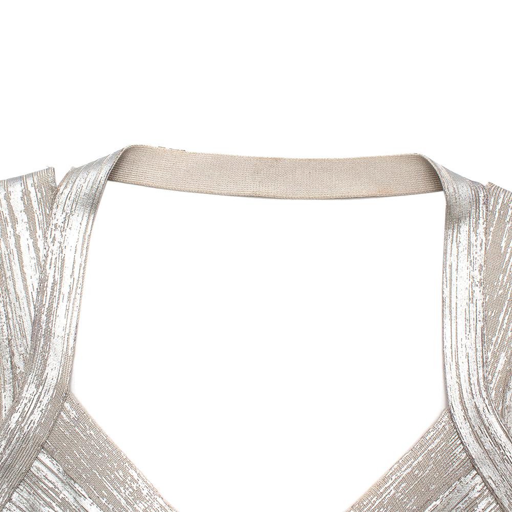 Herve Leger Metallisches Bandage-Minikleid mit offenem Rücken - Größe S im Zustand „Hervorragend“ in London, GB
