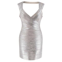 Herve Leger Metallisches Bandage-Minikleid mit offenem Rücken - Größe S