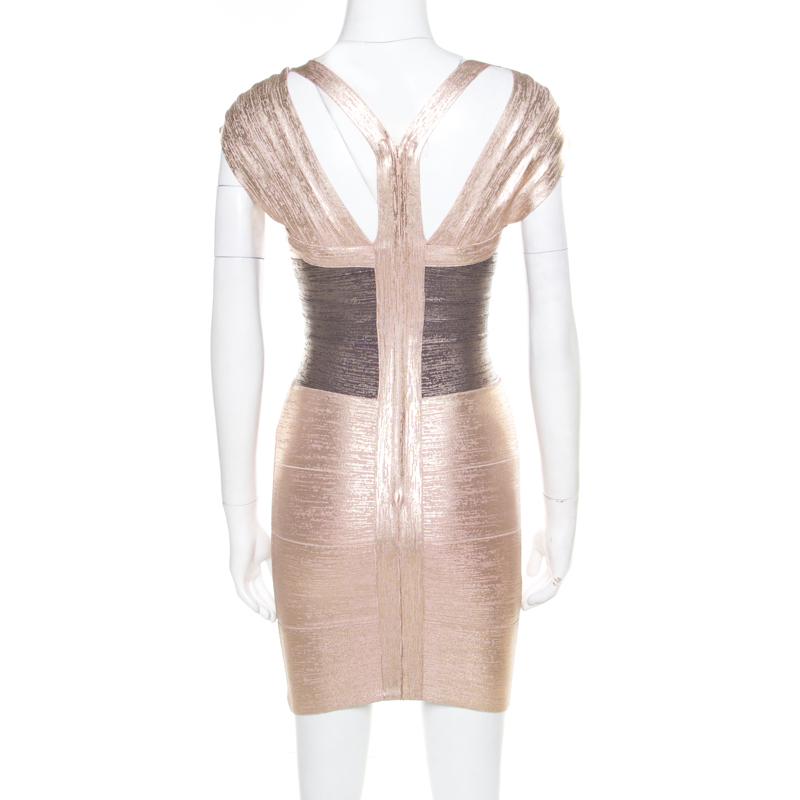 herve leger metallic bandage dress