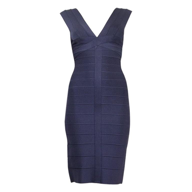 Vestido HERVE LEGER azul noche BANDAGE BODYCON XS en venta en