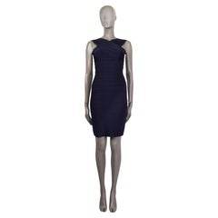 HERVE LEGER Mitternachtsblaues STELLA BANDAGE BODYCON Kleid M