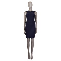 Robe moulante STELLA BANDAGE HERVE LEGER bleu nuit M