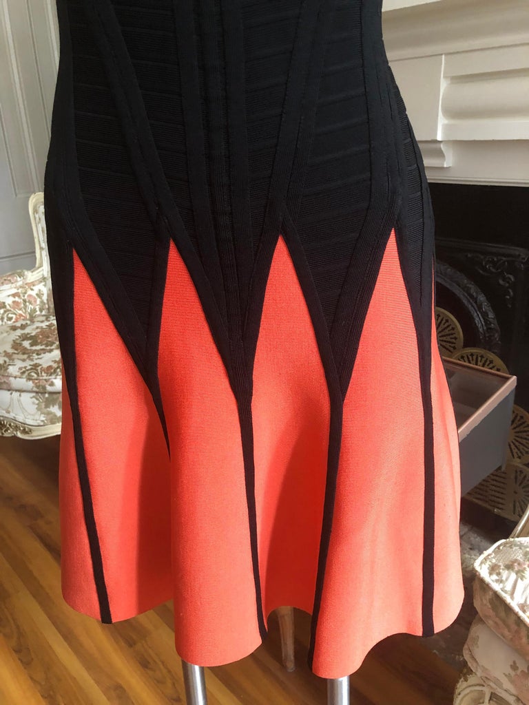Herve Leger Mirte Color block Bandeau Dress For Sale 2
