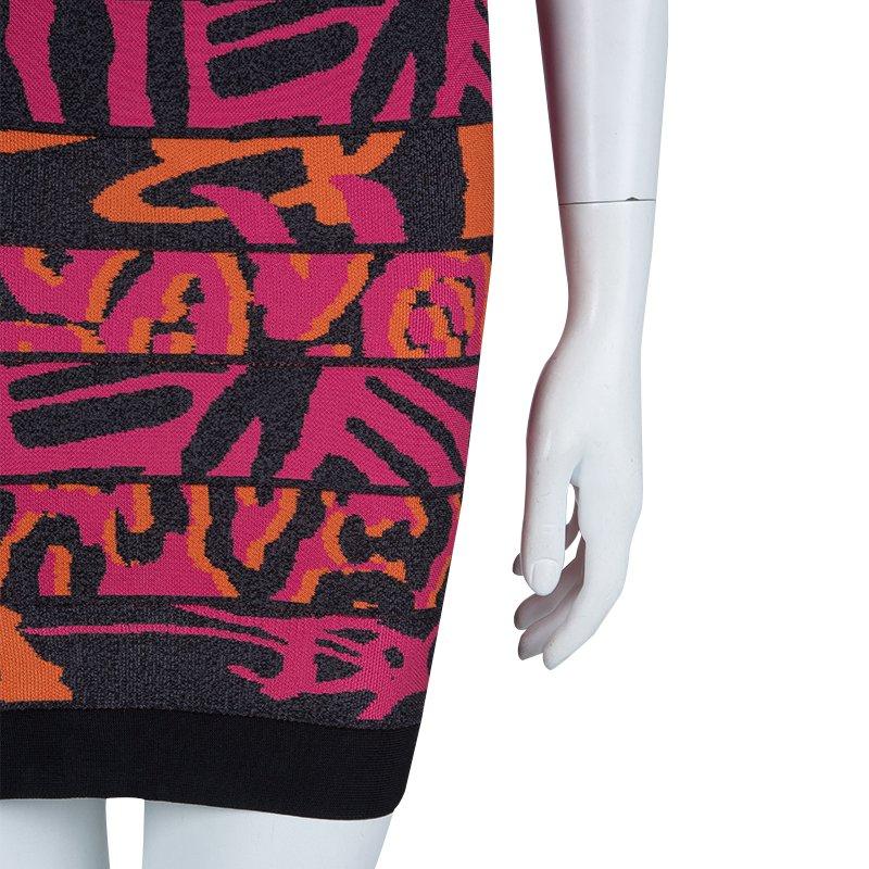 Women's Herve Leger Multicolor Jacquard Knit Strapless Bandage Dress XXS
