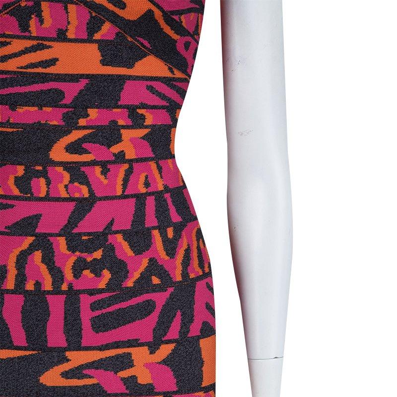 Herve Leger Multicolor Jacquard Knit Strapless Bandage Dress XXS 1