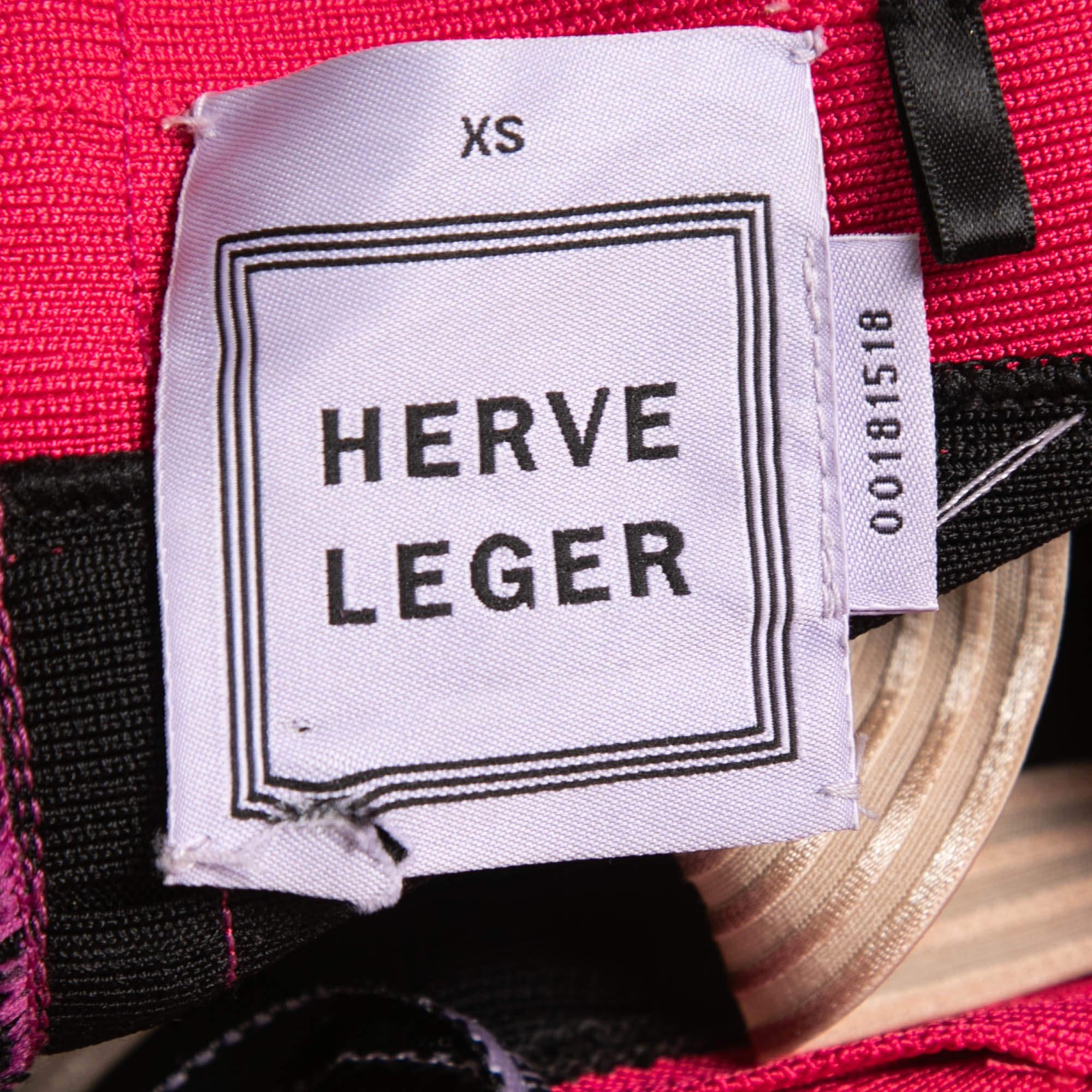 Herve Leger Multicolor Strapless Bandage Knit Mini Dress XS In Good Condition In Dubai, Al Qouz 2