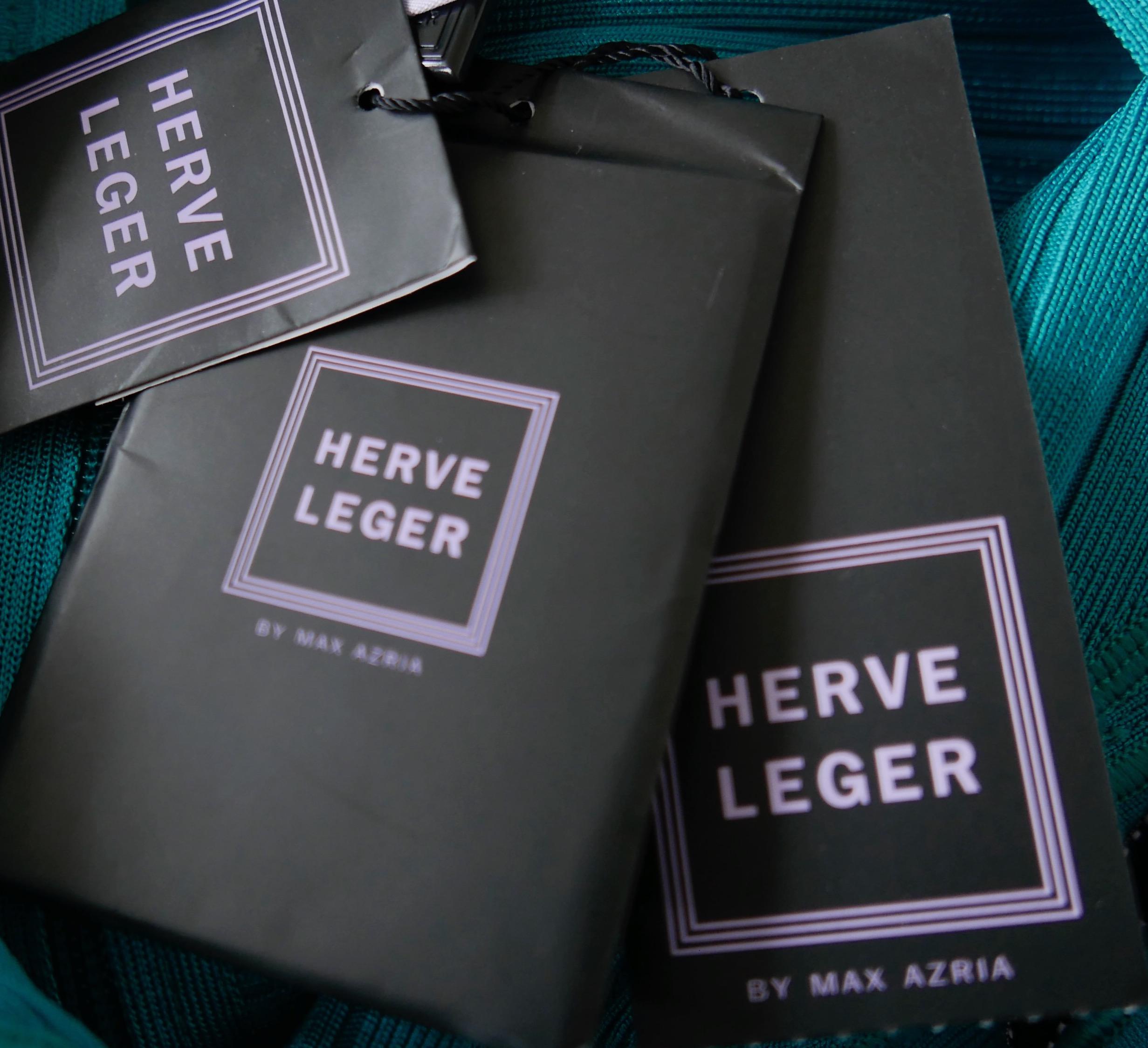 Herve Leger Nadya Bandage Dress Emerald Teal  For Sale 1