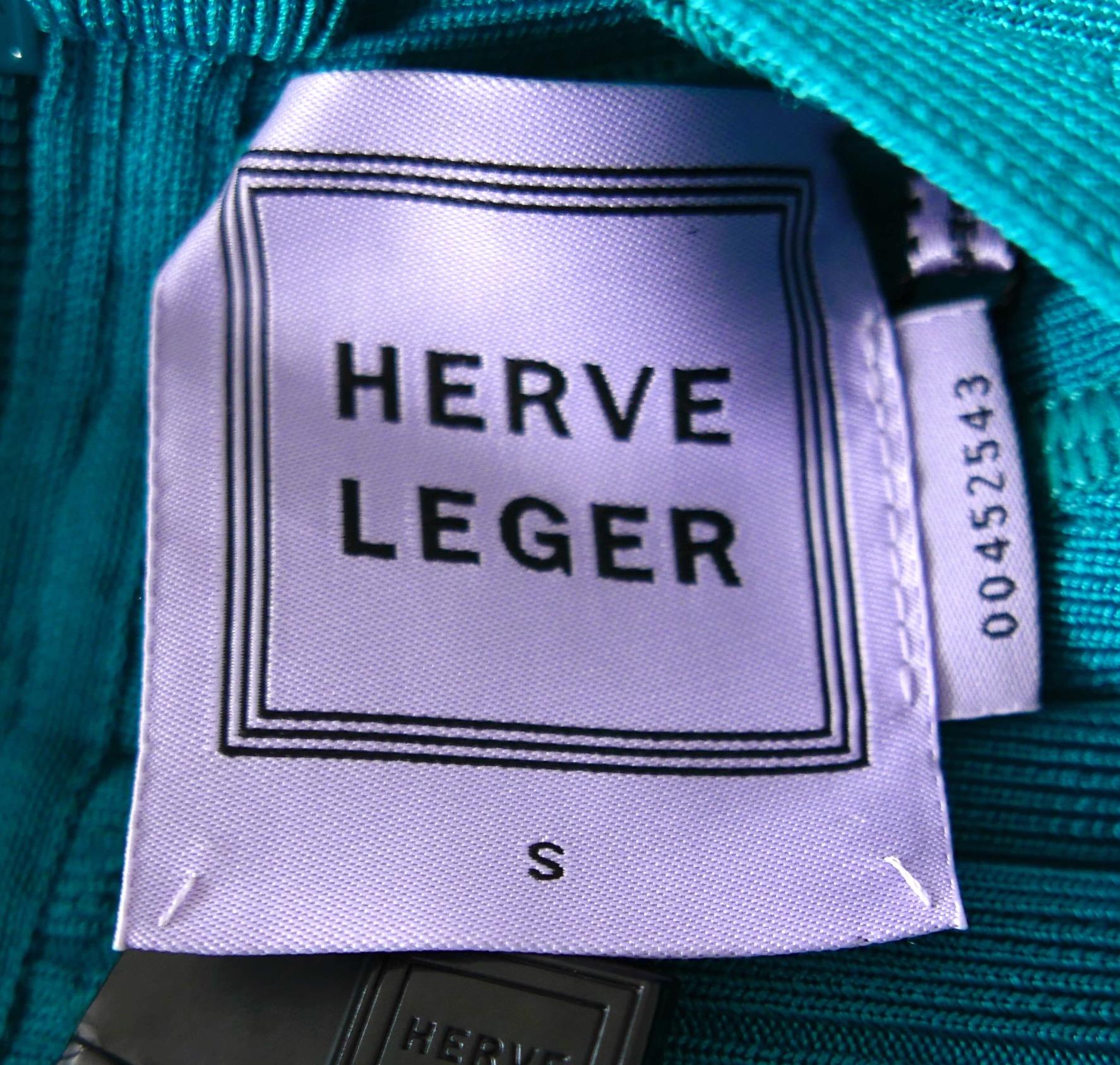 Herve Leger Nadya Bandage Dress Emerald Teal  For Sale 2