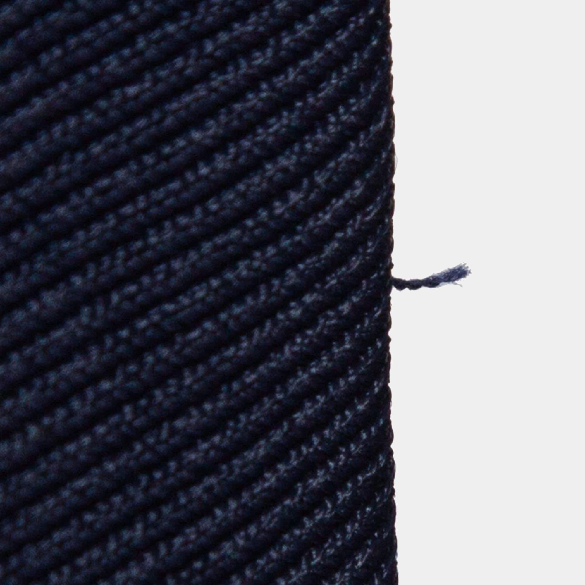 Herve Leger Navy Blue/Black Mesh Trim Knit Ruched Bandage Dress L For Sale 1