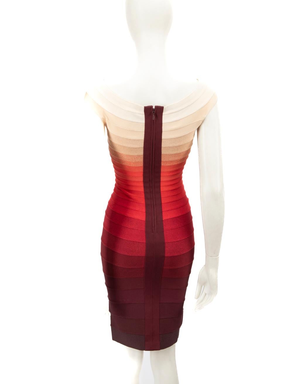 Red Herve Leger Ombré Bridget Bandage Dress Size S