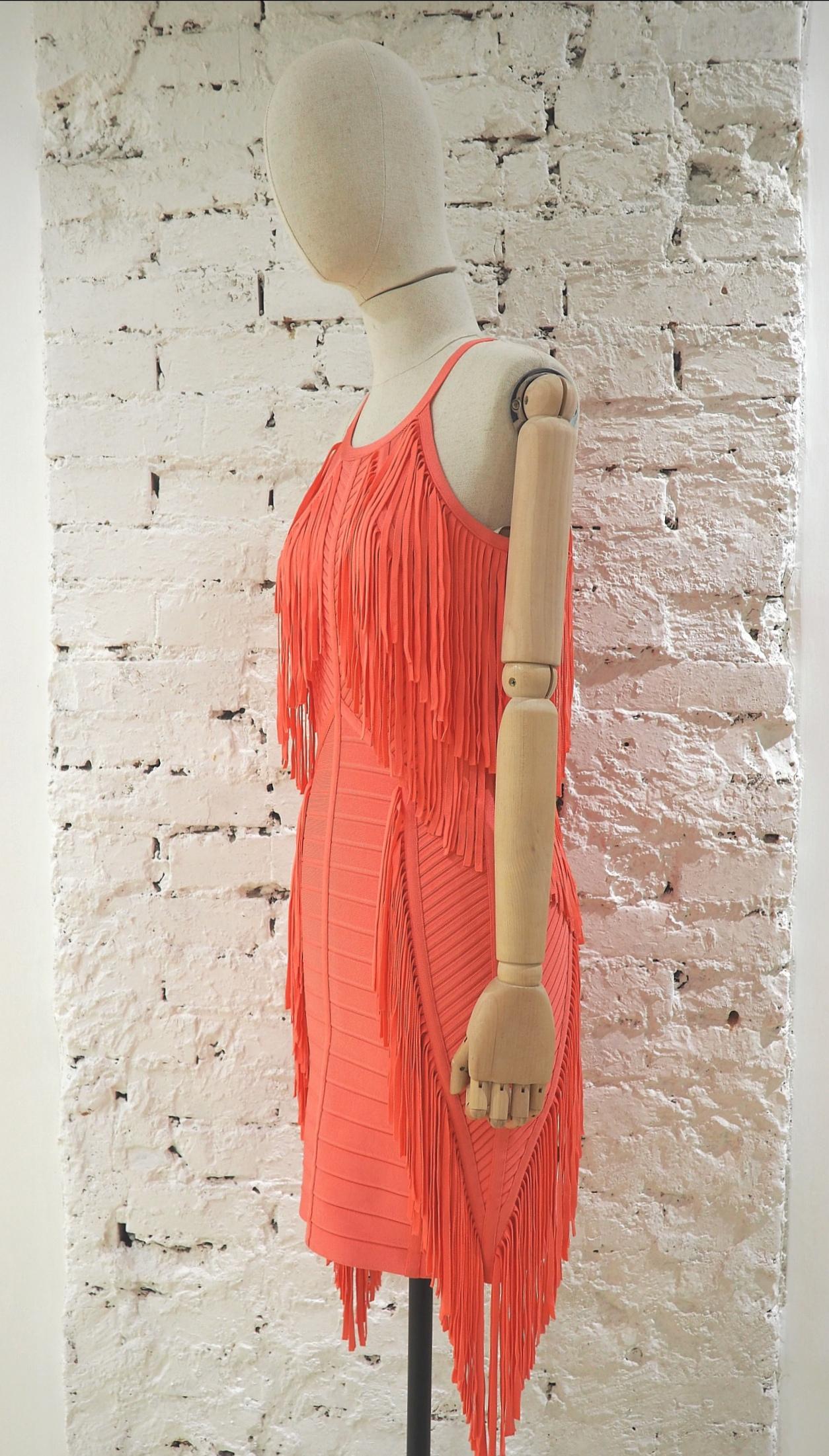 herve leger orange dress