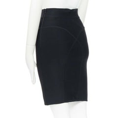 HERVE LEGER PARIS black body-conscious stretchable piping bandage pencil skirt S