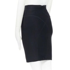 HERVE LEGER PARIS black body-conscious stretchable piping bandage pencil skirt S
