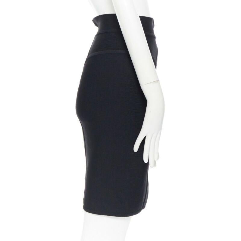 Women's HERVE LEGER PARIS black body-conscious stretchable piping bandage pencil skirt S For Sale