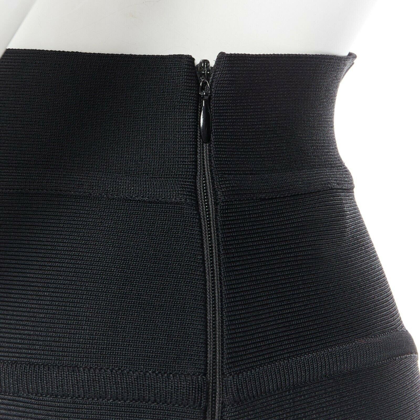 HERVE LEGER PARIS black body-conscious stretchable piping bandage pencil skirt S For Sale 2