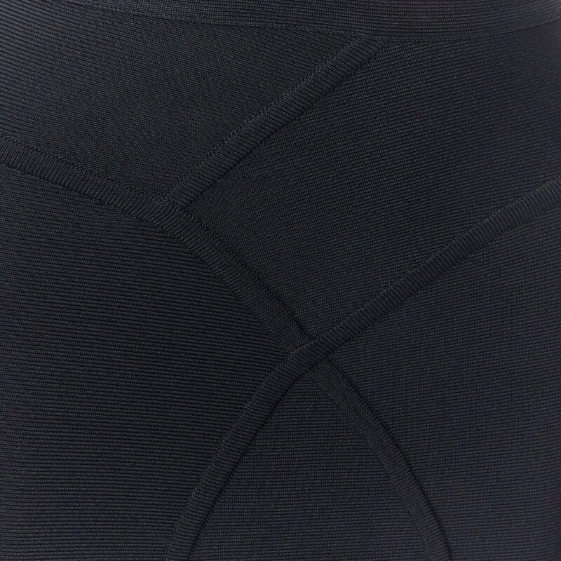 HERVE LEGER PARIS black body-conscious stretchable piping bandage pencil skirt S For Sale 3
