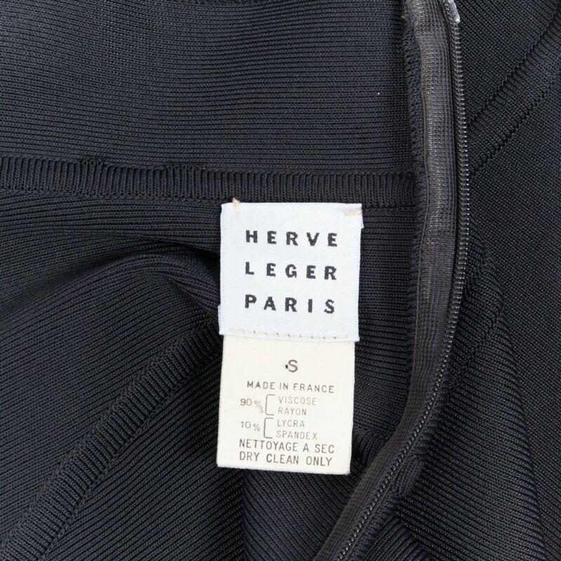 HERVE LEGER PARIS black body-conscious stretchable piping bandage pencil skirt S For Sale 4