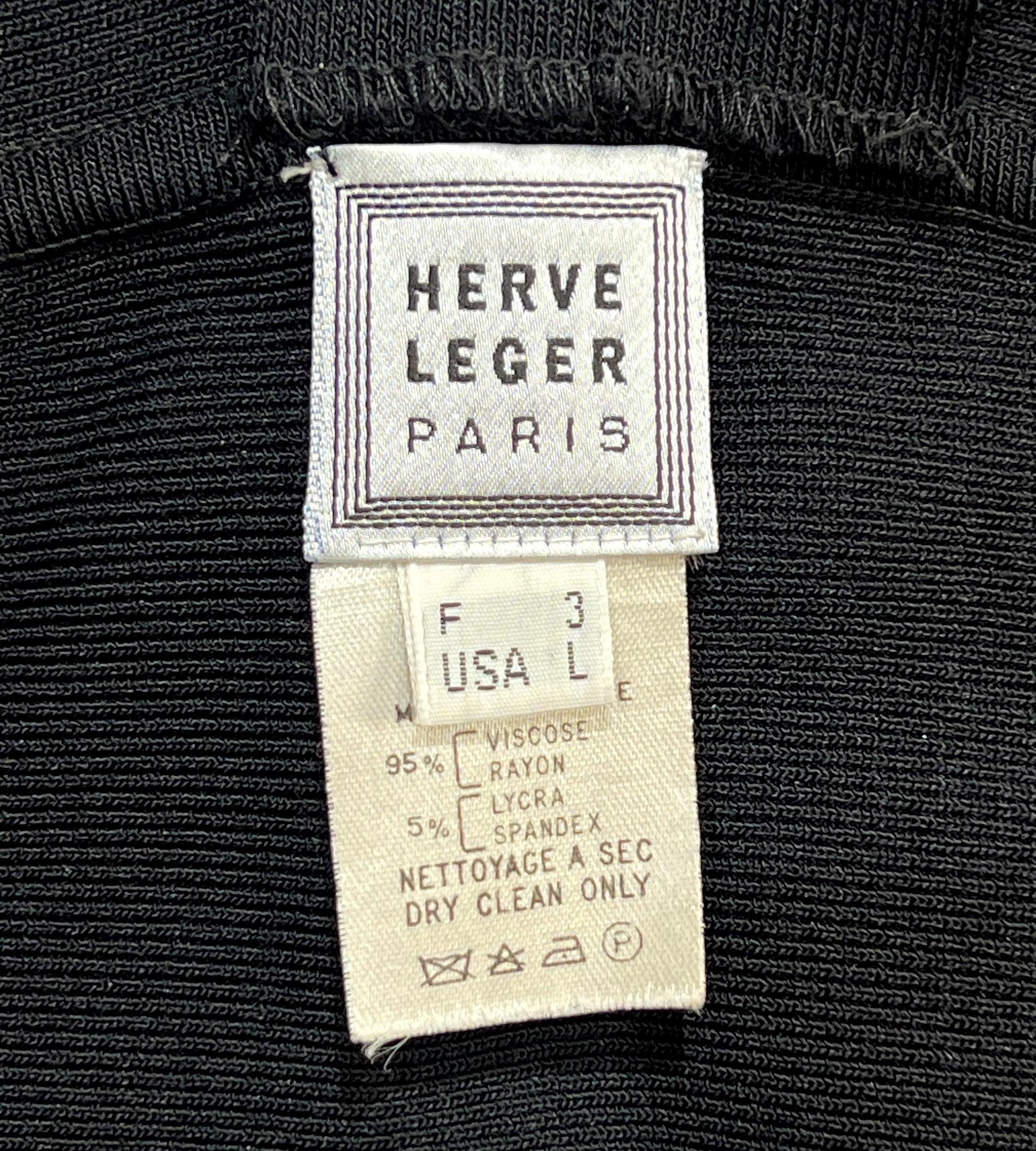 Hervé Legér Paris Vestido negro icónico de tirantes, años 90 en Excelente estado para la venta en Los Angeles, CA