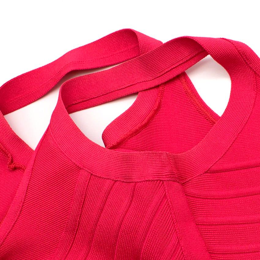 Herve Leger Pink Amanda Bandage Dress M  In Excellent Condition For Sale In London, GB