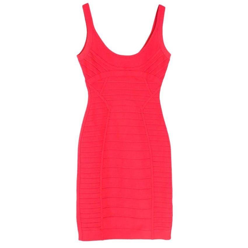Herve Leger Tangerine Dress with Brown Ticking at 1stDibs