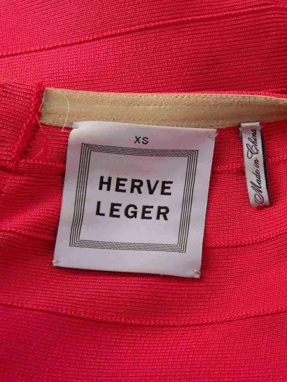 Herve Leger Pink Cap Sleeve Bandage Midi Dress Size XS For Sale 4
