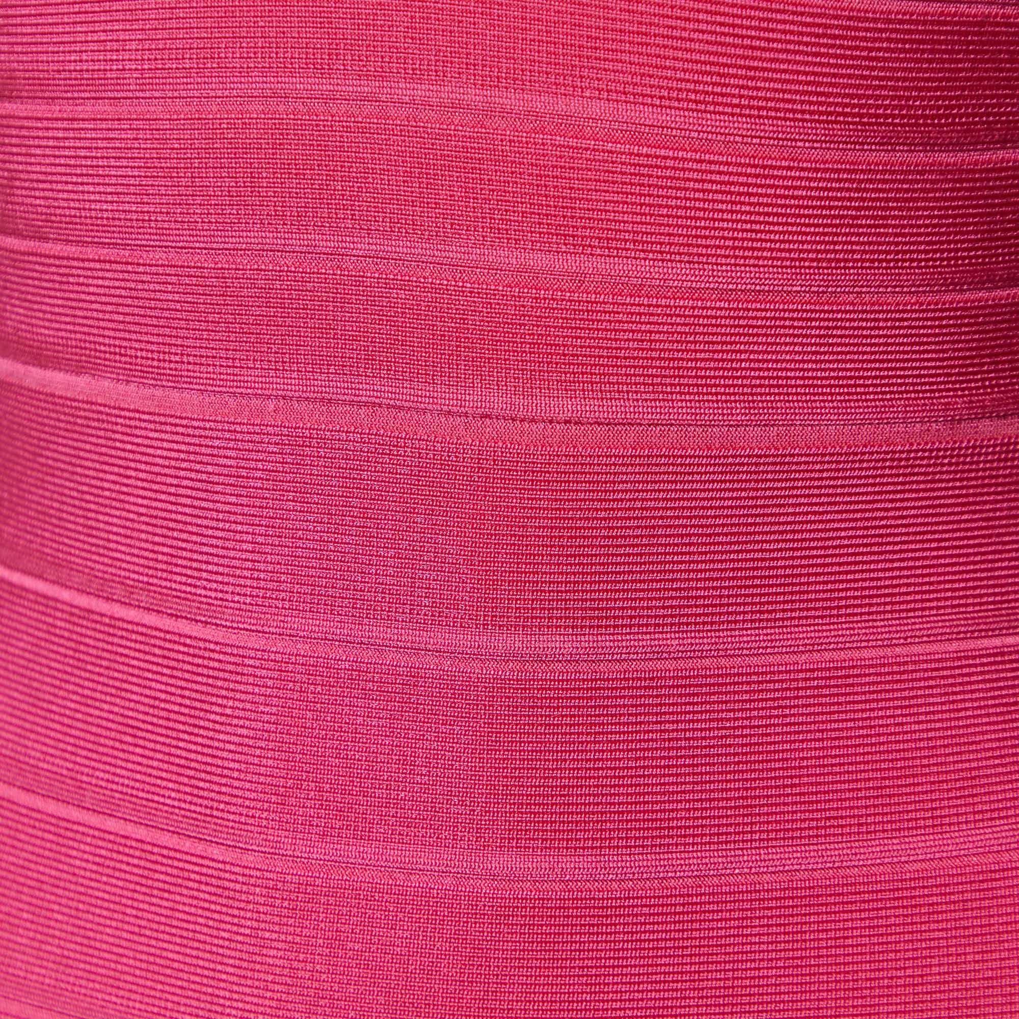 Herve Leger Pink Knit Mini Bandage Dress XXS In Good Condition In Dubai, Al Qouz 2